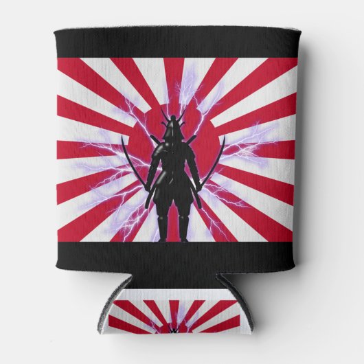 Japanse vlag en stijgende zon Samurai Warrior Blikjeskoeler (Voorkant)