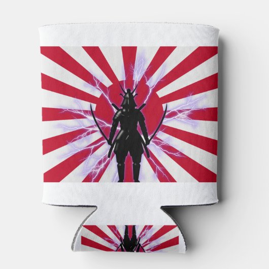 Japanse vlag en stijgende zon Samurai Warrior Blikjeskoeler (Achterkant)