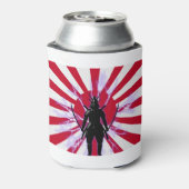Japanse vlag en stijgende zon Samurai Warrior Blikjeskoeler (Blikje Achterkant)