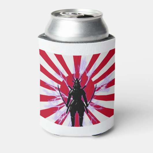 Japanse vlag en stijgende zon Samurai Warrior Blikjeskoeler (Blikje Achterkant)