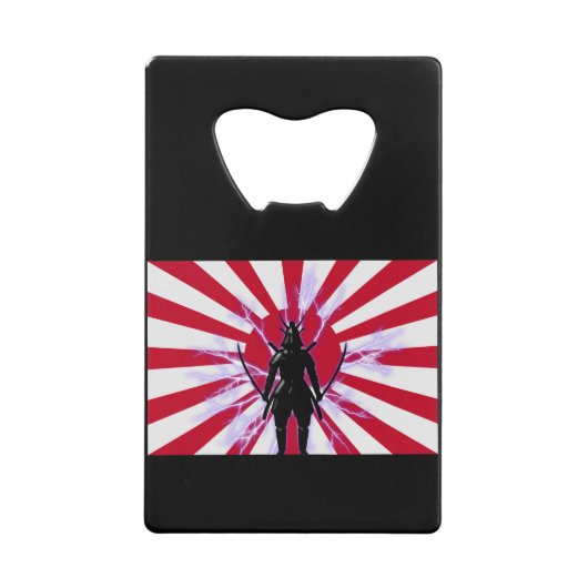 Japanse vlag en stijgende zon Samurai Warrior Creditkaart Flessenopener (Voorkant)