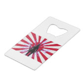 Japanse vlag en stijgende zon Samurai Warrior Creditkaart Flessenopener (Achterkant Gekanteld)