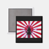 Japanse vlag en stijgende zon Samurai Warrior Magneet (Voorkant / Achterkant)