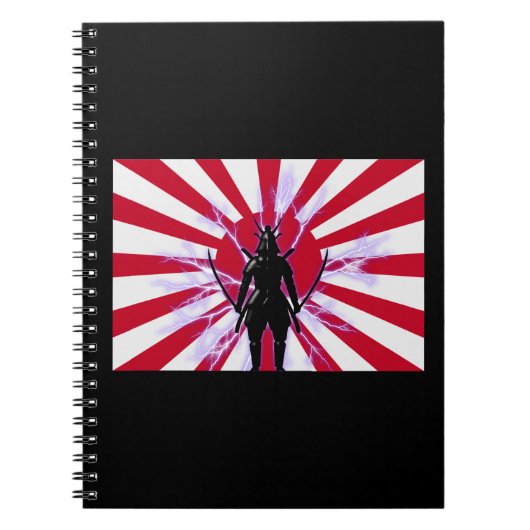 Japanse vlag en stijgende zon Samurai Warrior Notitieboek (Voorkant)