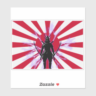 Japanse vlag en stijgende zon Samurai Warrior Sticker