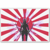 Japanse vlag en stijgende zon Samurai Warrior Sticker (Voorkant)