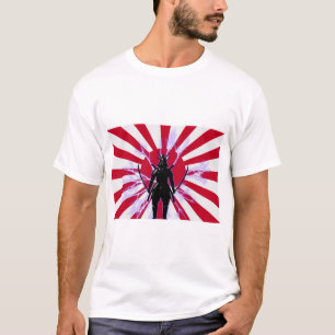 Japanse vlag en stijgende zon Samurai Warrior T-shirt