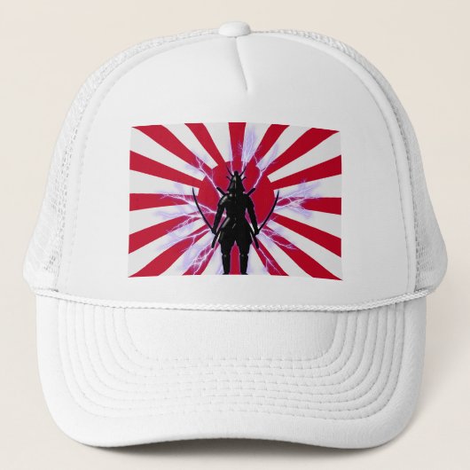 Japanse vlag en stijgende zon Samurai Warrior Trucker Pet (Voorkant)