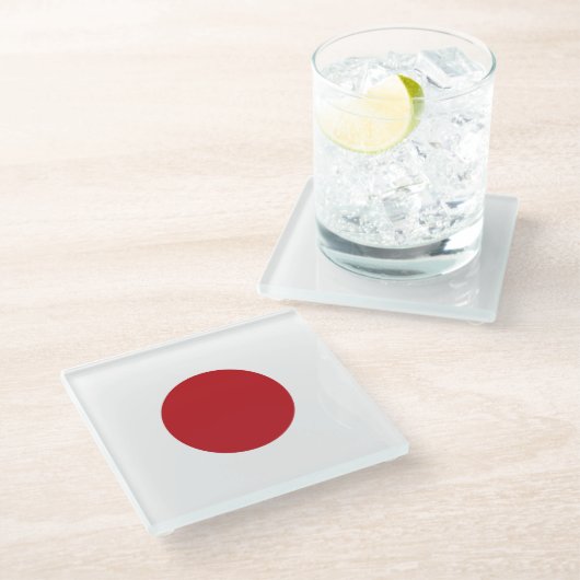 Japanse vlag glazen onderzetter (Schuin)