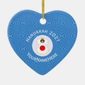 Japanse vlag Hanukkah Angel Naam Jaar Hart Keramisch Ornament (Voorkant)