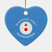 Japanse vlag Hanukkah Angel Naam Jaar Hart Keramisch Ornament (Achterkant)