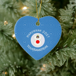 Japanse Vlag Hanukkah Engel Naam Jaar Hart Keramisch Ornament