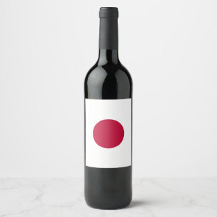 Japanse vlag: Hinomaru, Nisshōki, Rode Rijzende Zo Wijn Etiket