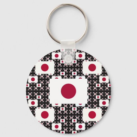 Japanse vlag in Lagen Black BG Sleutelhanger (Voorkant)