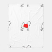 Japanse vlag in shiba-silhouette fleece deken (Voorkant)