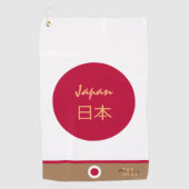 Japanse vlag & Japanse monografie/golfhanddoek Golfhanddoek (Voorkant)