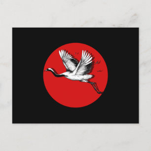 Japanse vlag Japanse vogelpest die Crane Gi bekijk Briefkaart
