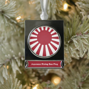 Japanse vlag: Keizerlijke Rijzende Zon Edo tot WO2 Verzilverd Banner Ornament