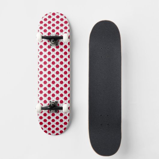 Japanse vlag kleuren harten patroon patriottisch persoonlijk skateboard (Voorkant)
