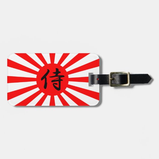 Japanse vlag met Samurai Kanji-symbool Bagagelabel (Voorkant horizontaal)