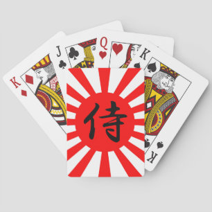Japanse vlag met Samurai Kanji-symbool Pokerkaarten