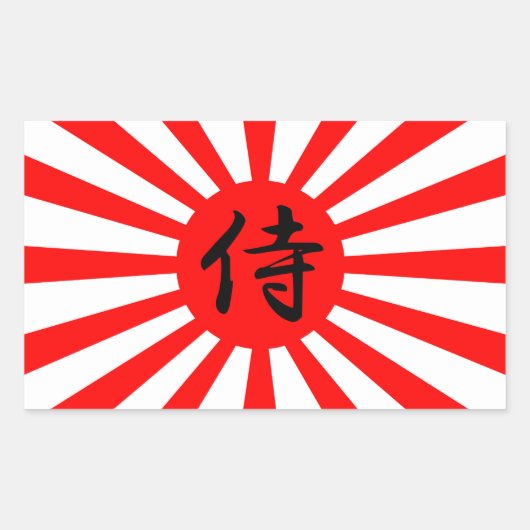 Japanse vlag met Samurai Kanji-symbool Rechthoekige Sticker (Voorkant)
