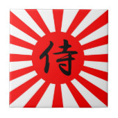 Japanse vlag met Samurai Kanji-symbool Tegeltje (Voorkant)