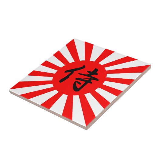 Japanse vlag met Samurai Kanji-symbool Tegeltje (Zijkant)