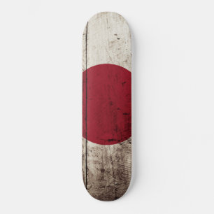 Japanse vlag op oude houten graan persoonlijk skateboard