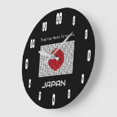 Japanse vlag op zwart – Krachtig minimalistisch Grote Klok (Hoek)