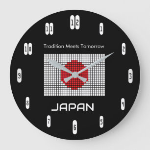 Japanse vlag op zwart – Krachtig minimalistisch Grote Klok