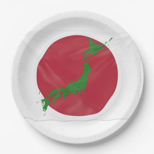 Japanse vlag papieren bordje (Voorkant)