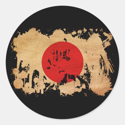 Japanse vlag ronde sticker (Voorkant)