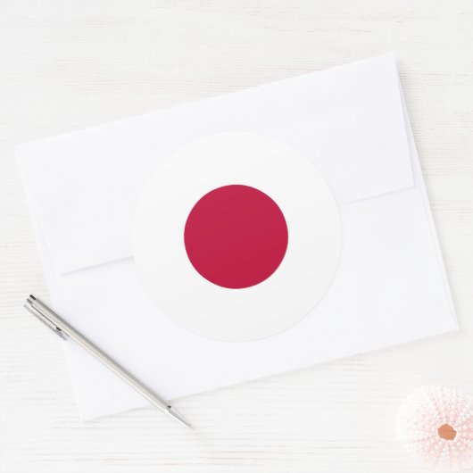 Japanse vlag ronde sticker (Envelop)