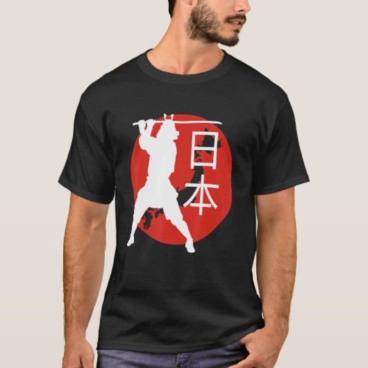Japanse vlag Samurai Warrior Retro Travel Map T-shirt (Voorkant)