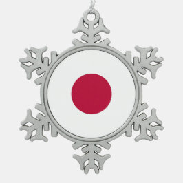 Japanse vlag tin sneeuwvlok ornament
