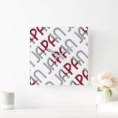 Japanse vlag Typografie Vierkante Klok (Huis)