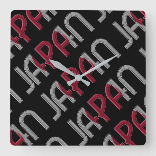 Japanse vlag Typografie Vierkante Klok (Voorkant)