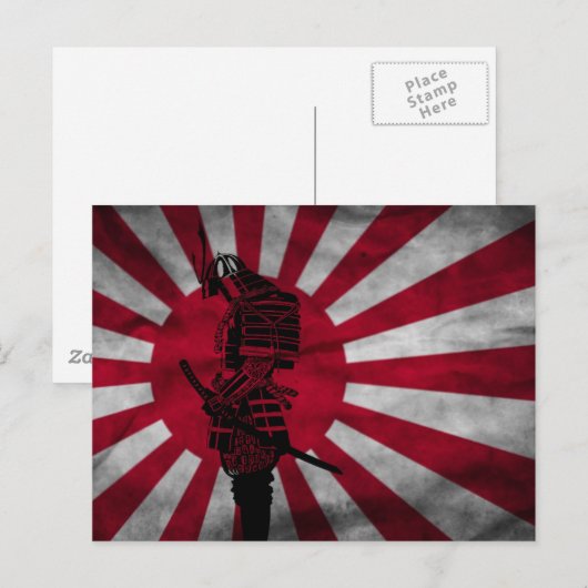 Japanse vlag van Samurai Briefkaart (Voorkant / Achterkant)
