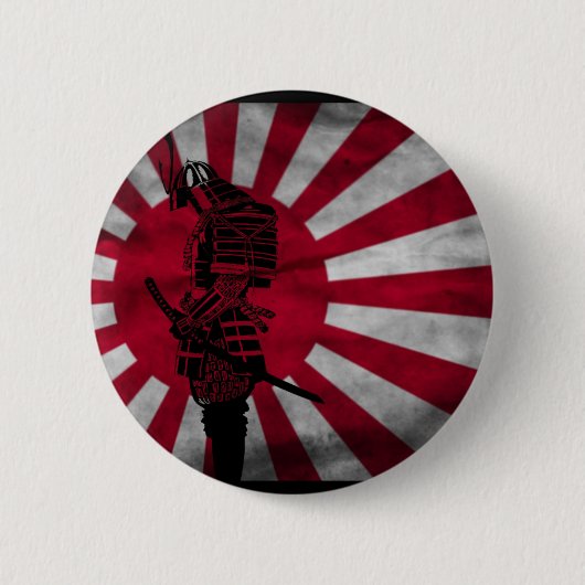 Japanse vlag van Samurai Ronde Button 5,7 Cm (Voorkant)