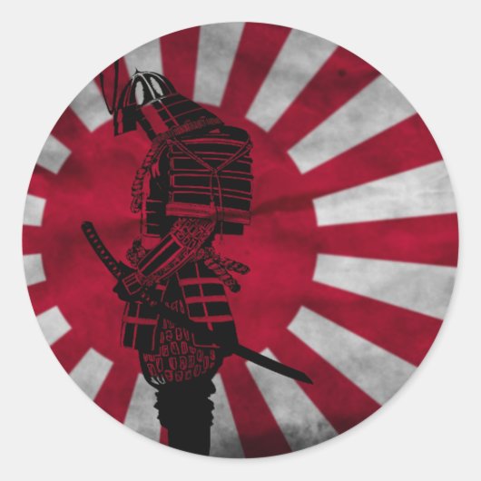 Japanse vlag van Samurai Ronde Sticker (Voorkant)