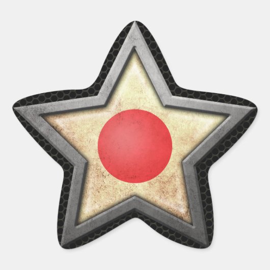 Japanse Vlagster met staaleffect Ster Sticker (Voorkant)
