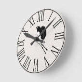 Japanse vliegende kraan en taupe scallops ronde klok (Hoek)