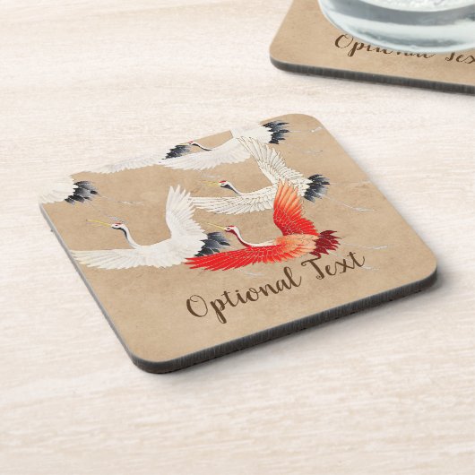 Japanse vliegende kranen bier onderzetter (Linkerzijde)