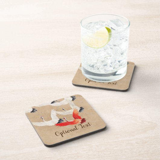 Japanse vliegende kranen bier onderzetter (Rechterzijde)