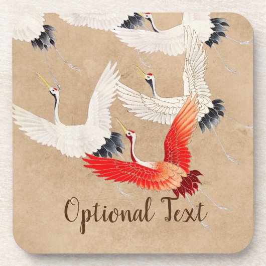 Japanse vliegende kranen bier onderzetter (Voorkant)