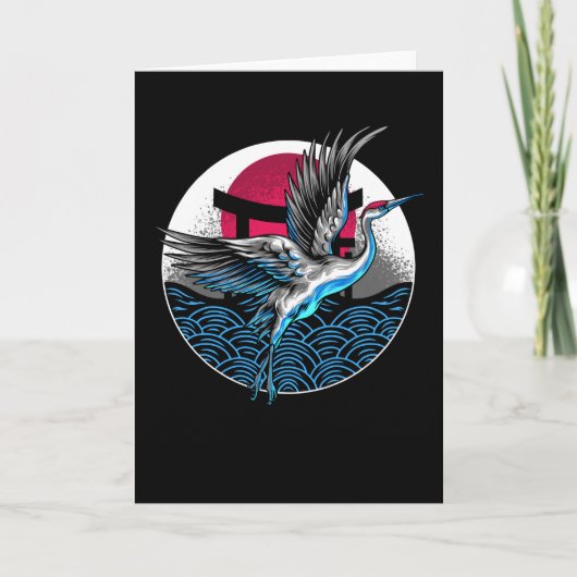 Japanse vliegende kranen met Japans ontwerp voor g Kaart (Voorkant)