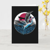 Japanse vliegende kranen met Japans ontwerp voor g Kaart (Gele Bloem)