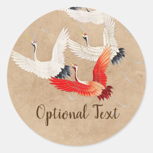 Japanse vliegende kranen ronde sticker (Voorkant)