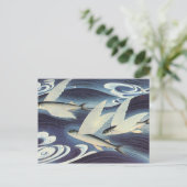  Japanse vliegende vis in de oceaan, Japonisme Briefkaart (Staand voorkant)